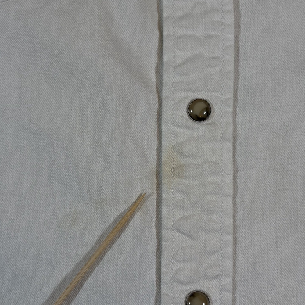VTG Levi's Red Tab Mens MD White Denim Pearl Snap Western Long Sleeve Shirt 90s - Picture 6 of 14